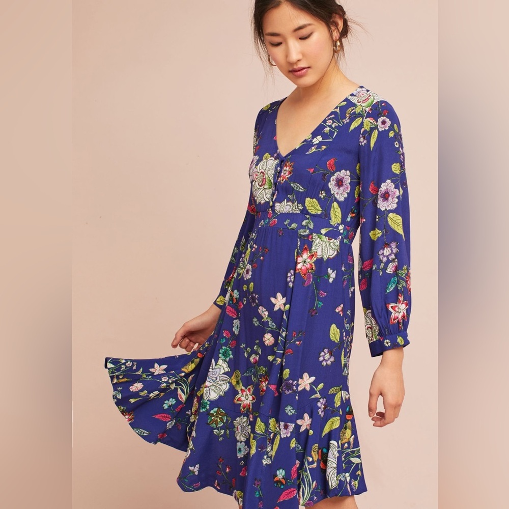 Anthropologie Maeve Maplewood Dress - Blue Motif - XL